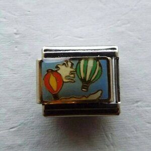 Colorful hot air balloons enamel 9mm stainless steel Italian charm link new